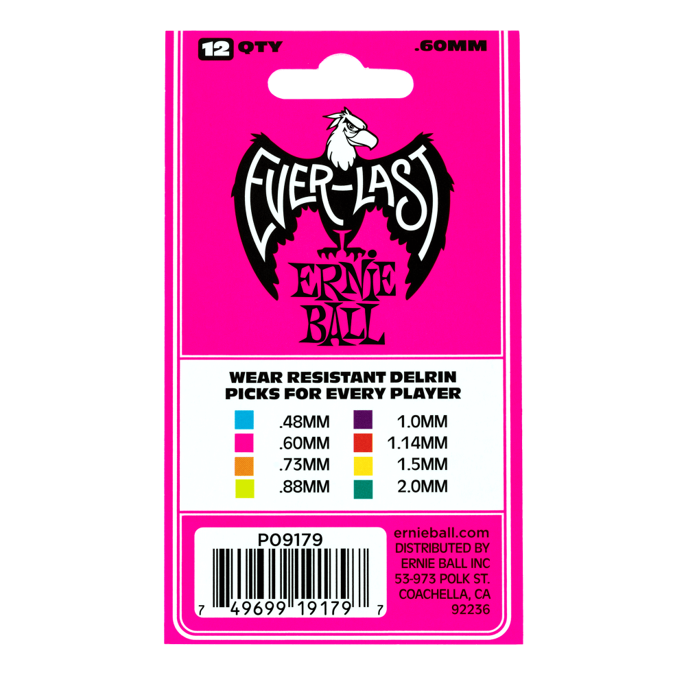 Everlast Picks - 0.60mm Pink - 12 Pack