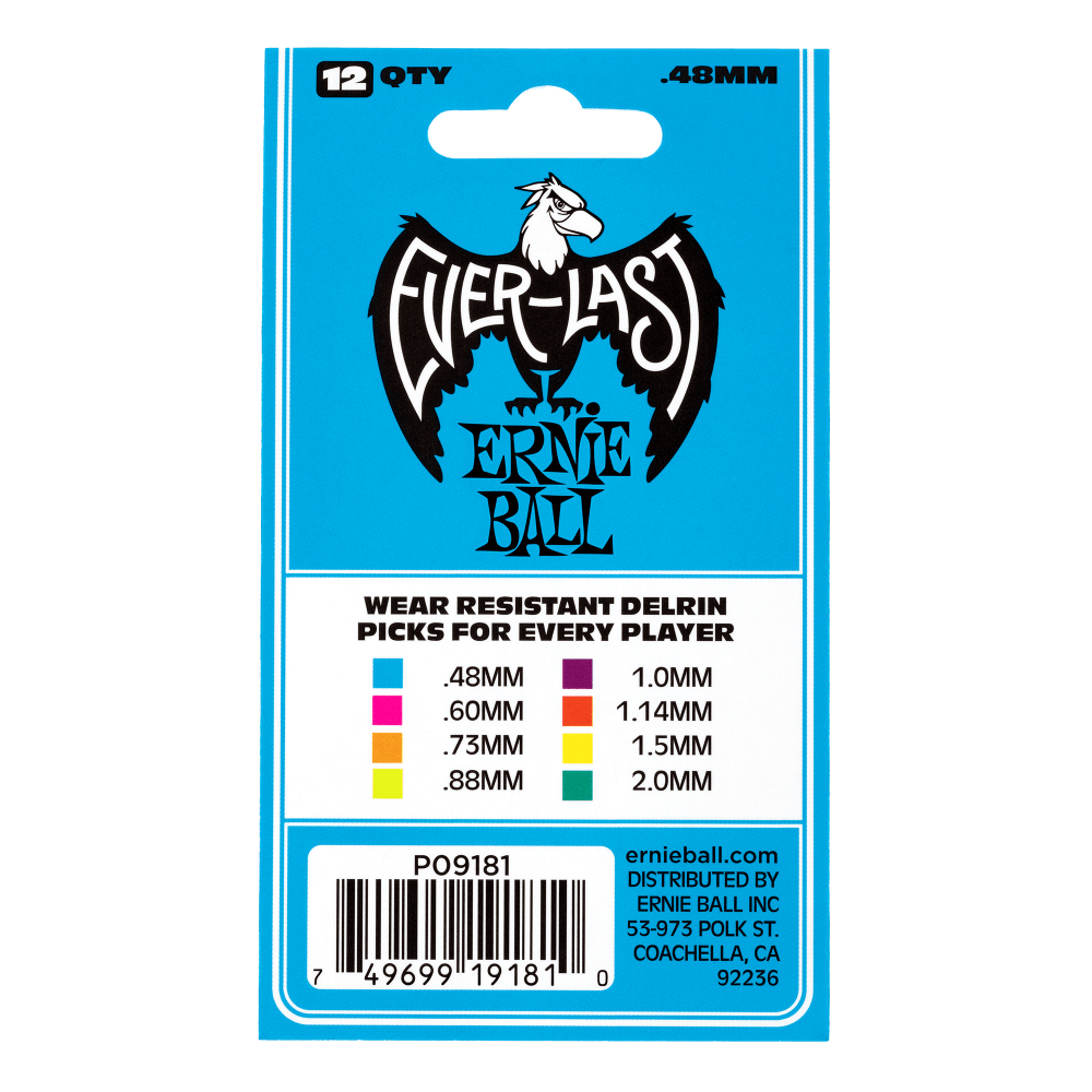 Everlast Picks - 0.48mm Blue - 12 Pack