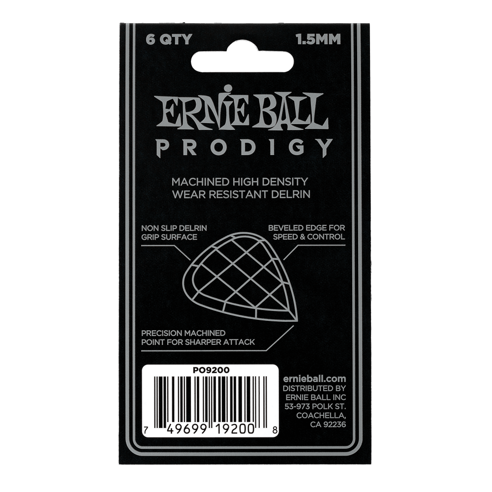 Prodigy Guitar Picks - Mini 1.5mm Black - 6 Pack