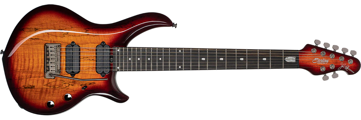 Sterling John Petrucci Majesty 7 DiMarzio ST-MAJ270XSM-BOB-E1-WB Blood Orange Burst Spalted Top