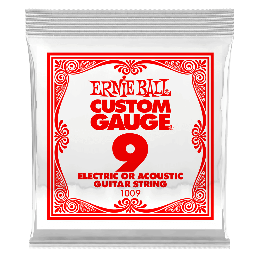 ERNIE BALL .009 Plain Steel Electric or Acoustic Guitar Strings 6 Pack P01009