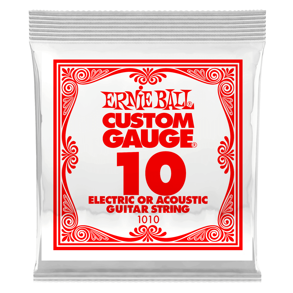 ERNIE BALL .010 Plain Steel Electric or Acoustic Guitar Strings 6 Pack P01010
