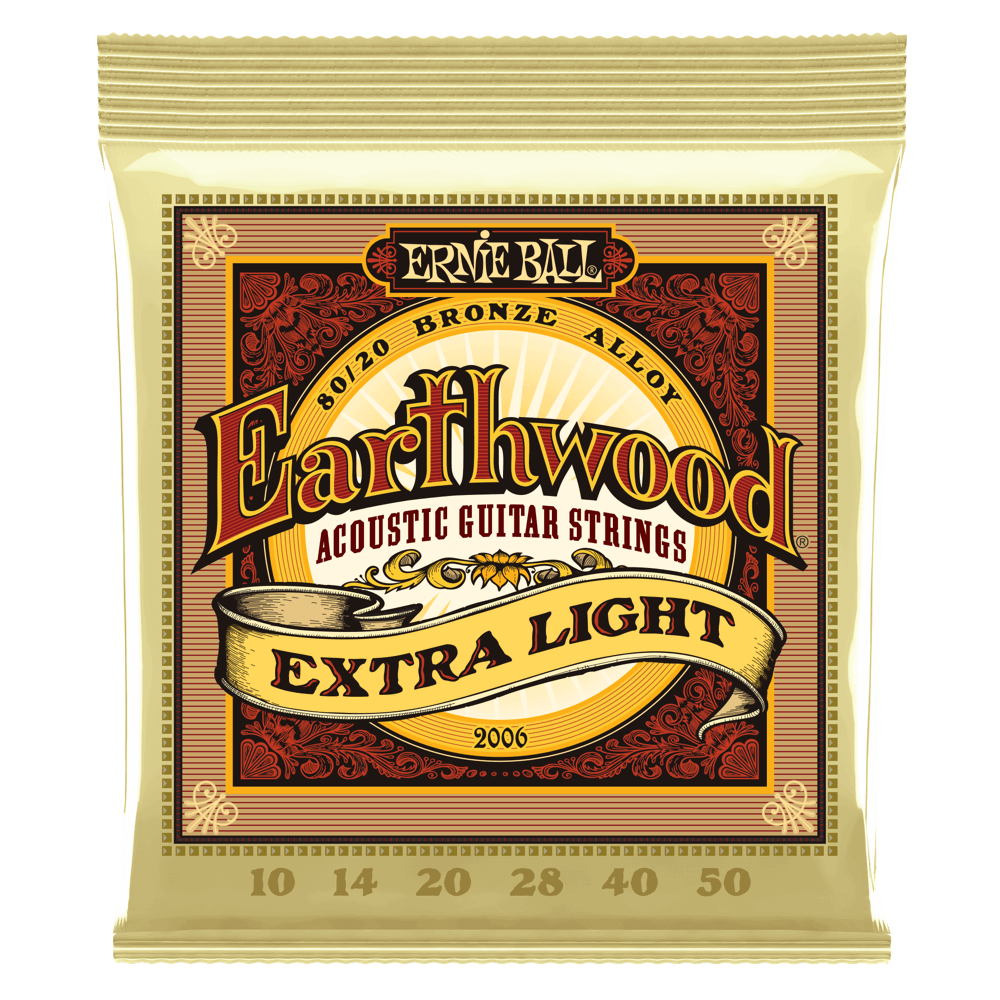 ERNIE BALL Extra Light Earthwood 80/20 Bronze Acoustic Guitar Strings 10-50 Gauge P02006
