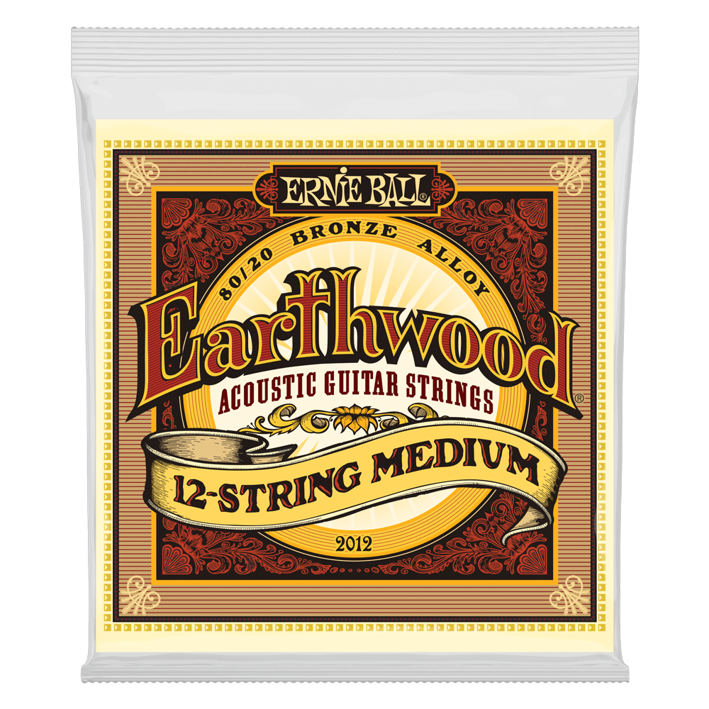 ERNIE BALL Medium Earthwood 80/20 Bronze 12-String Acoustic Guitar Strings 11-52 Gauge P02012