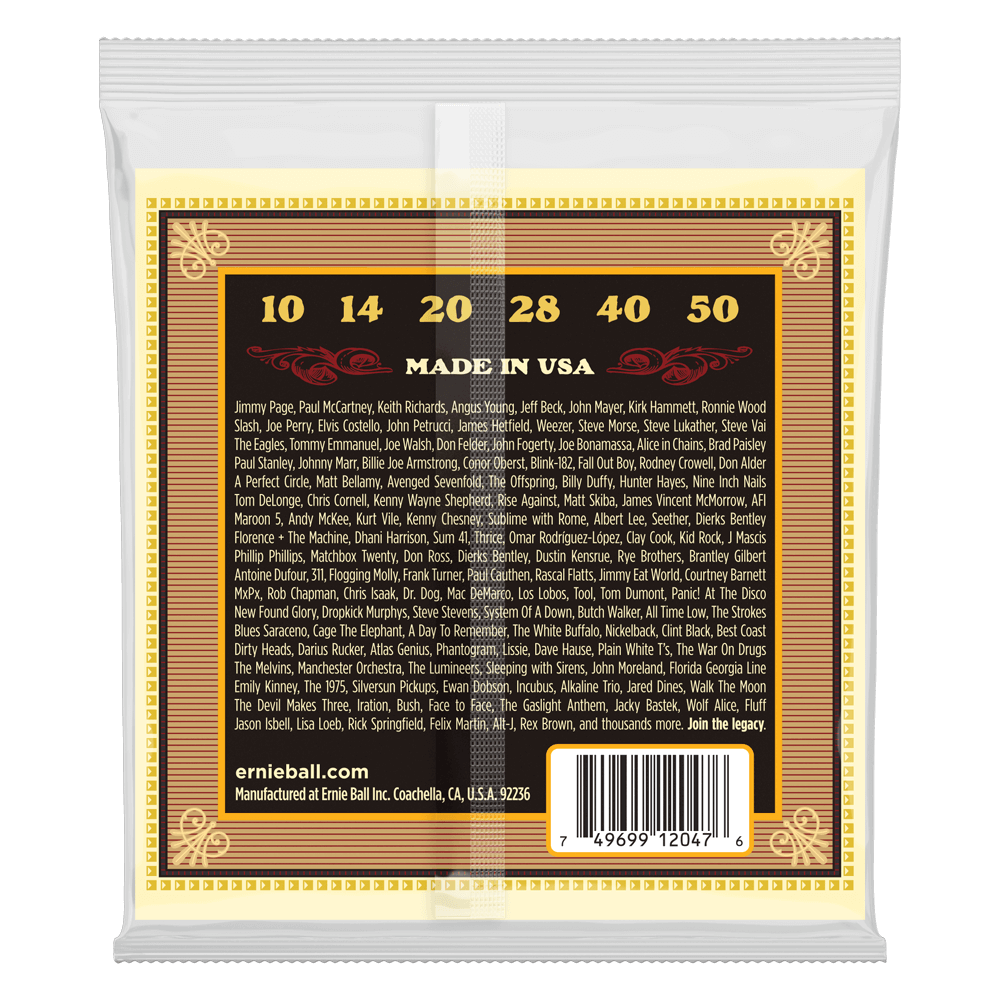 ERNIE BALL Extra Soft Earthwood 80/20 Bronze Silk & Steel Acoustic Guitar Strings 10-50 Gauge P02047