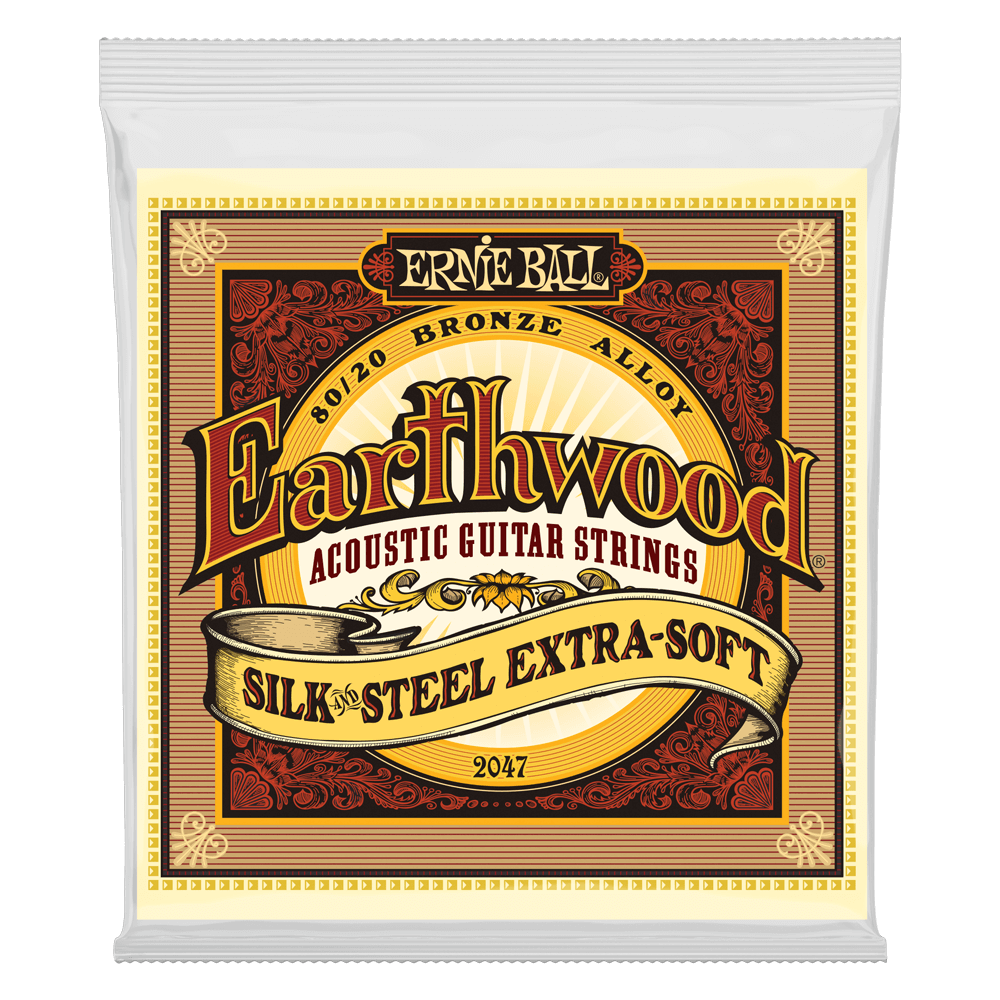 ERNIE BALL Extra Soft Earthwood 80/20 Bronze Silk & Steel Acoustic Guitar Strings 10-50 Gauge P02047