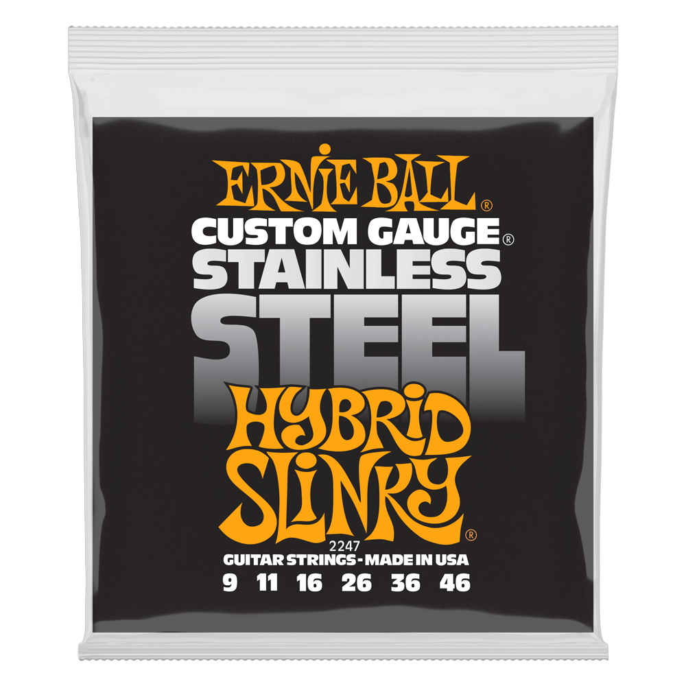 ERNIE BALL Hybrid Slinky Stainless Steel Wound Electric Guitar Strings 9-46 Gauge P02247