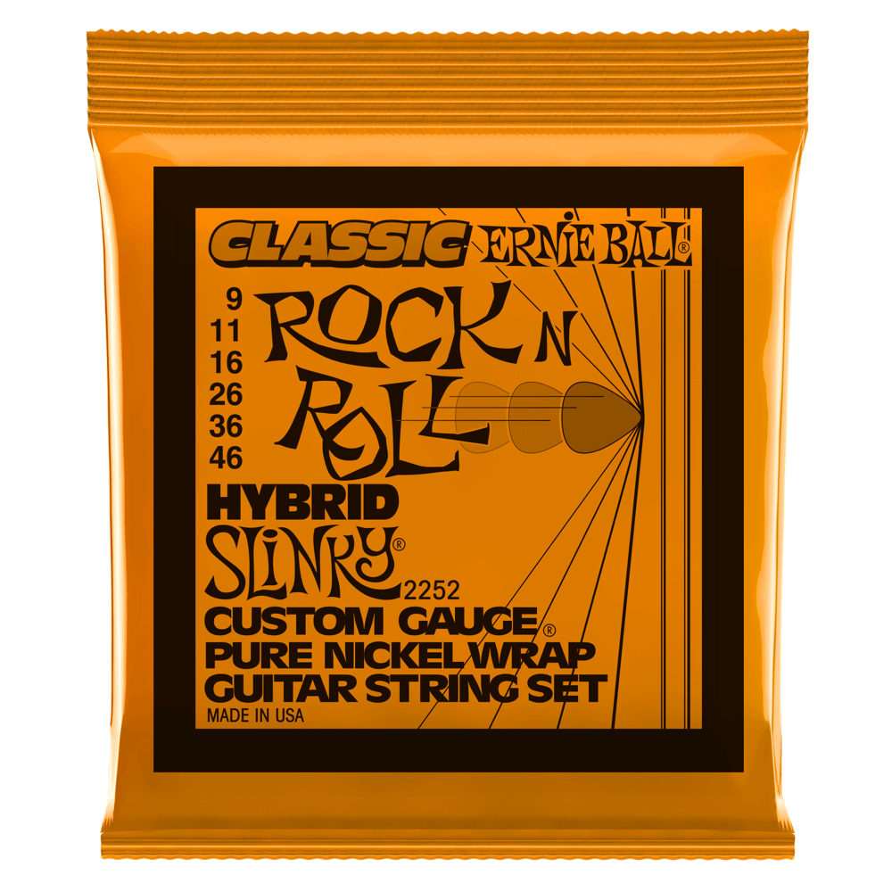ERNIE BALL Hybrid Slinky Classic Rock n Roll Pure Nickel Wrap Electric Guitar Strings 9-46 Gauge P02252