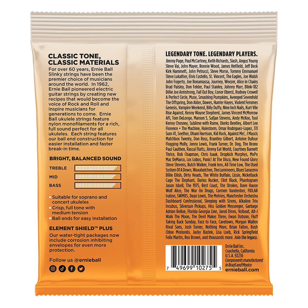 ERNIE BALL Concert/Soprano Nylon Ball End Ukulele Strings - Clear P02329