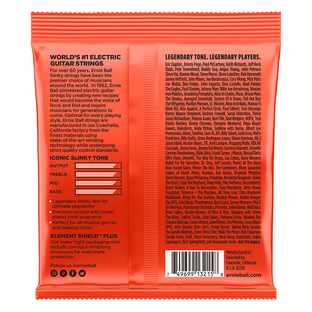 ERNIE BALL Skinny Top Heavy Bottom Slinky Nickel Wound Electric Guitar Strings 10-52 Gauge - 3 Pack P03215