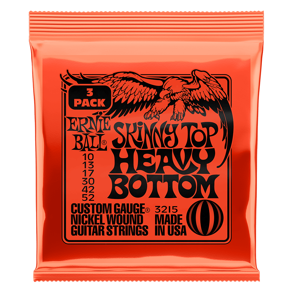 ERNIE BALL Skinny Top Heavy Bottom Slinky Nickel Wound Electric Guitar Strings 10-52 Gauge - 3 Pack P03215