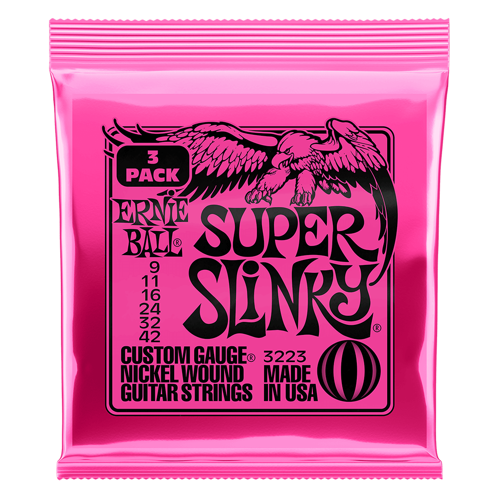ERNIE BALL Super Slinky Nickel Wound Electric Guitar Strings 9-42 Gauge - 3 Pack P03223