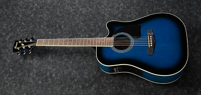 Ibanez PF15ECE-TBS Acoustic Electric Guitar Transparent Blue Sunburst High Gloss