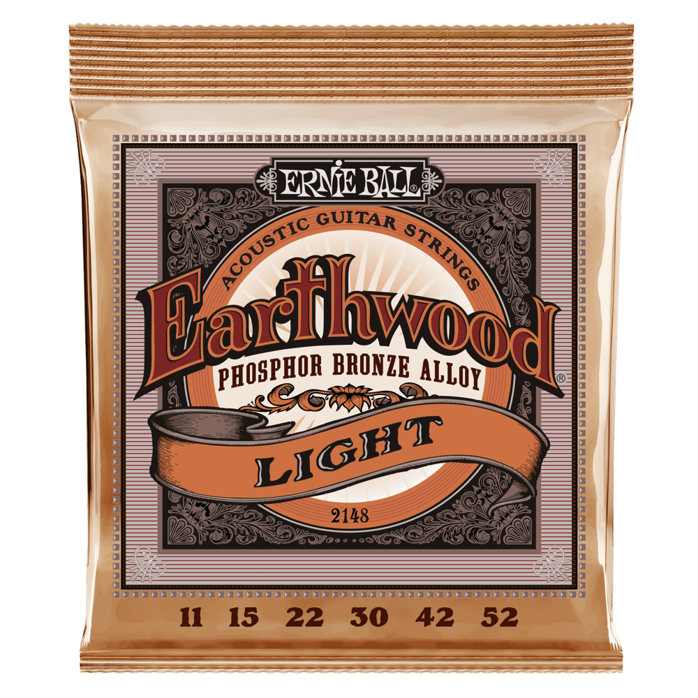ERNIE BALL Light Earthwood Phosphor Bronze Acoustic Guitar Strings 11-52 Gauge P02148