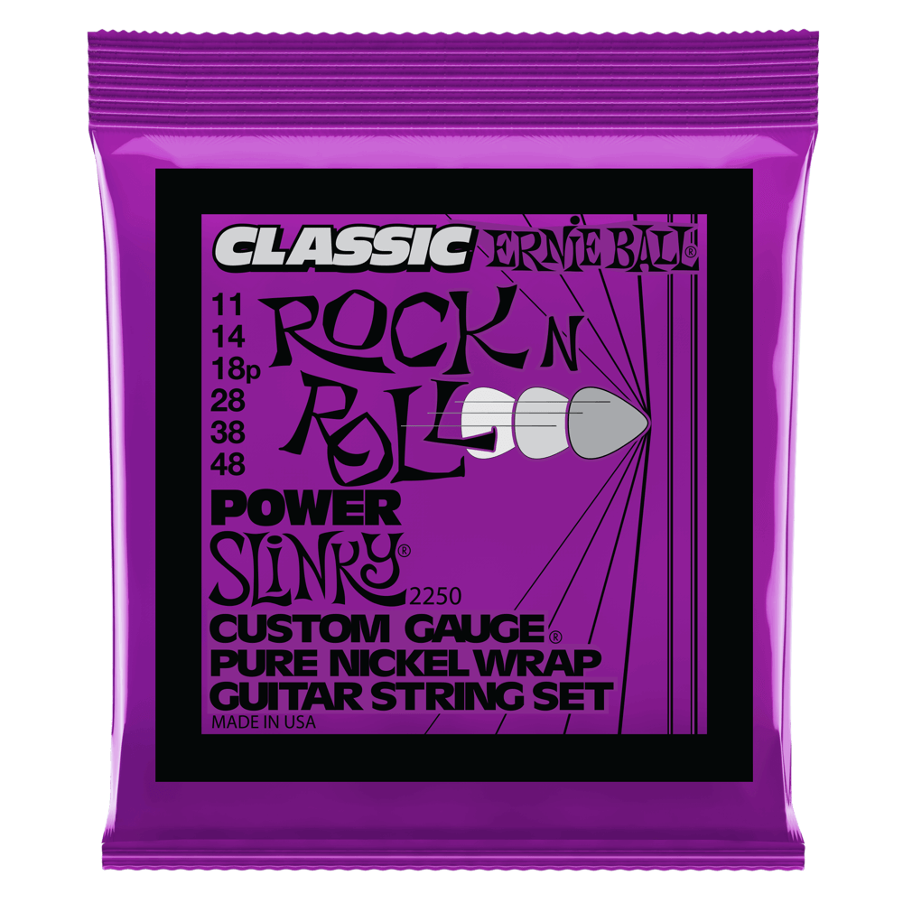 ERNIE BALL Power Slinky Classic Rock n Roll Pure Nickel Wrap Electric Guitar Strings 11-48 Gauge P02250