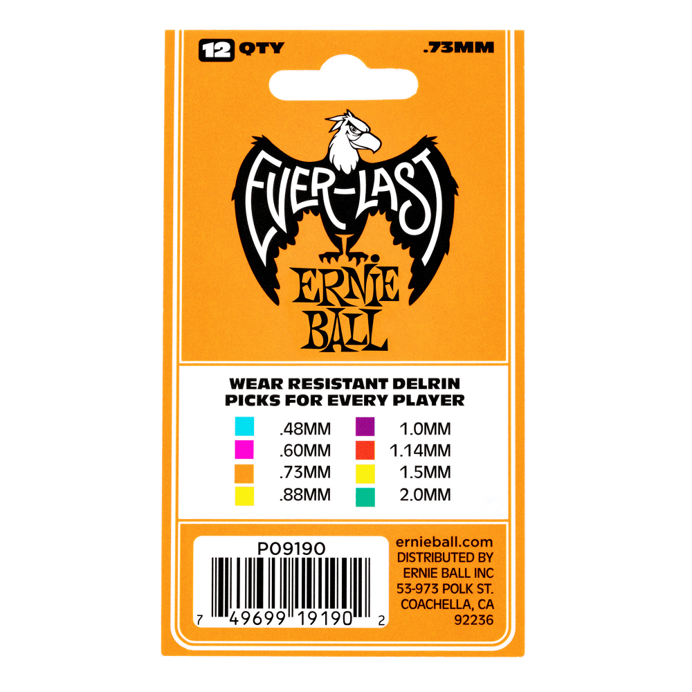 Everlast Picks - 0.73mm Orange - 12 Pack