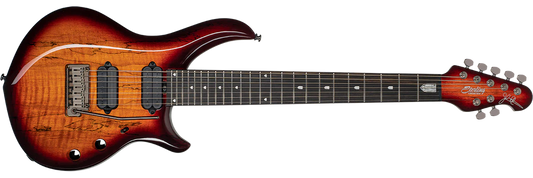 Sterling John Petrucci Majesty 7 DiMarzio ST-MAJ270XSM-BOB-E1-WB Blood Orange Burst Spalted Top
