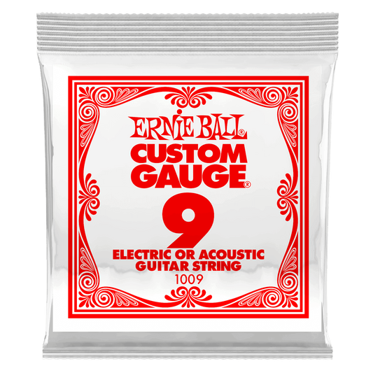 ERNIE BALL .009 Plain Steel Electric or Acoustic Guitar Strings 6 Pack P01009