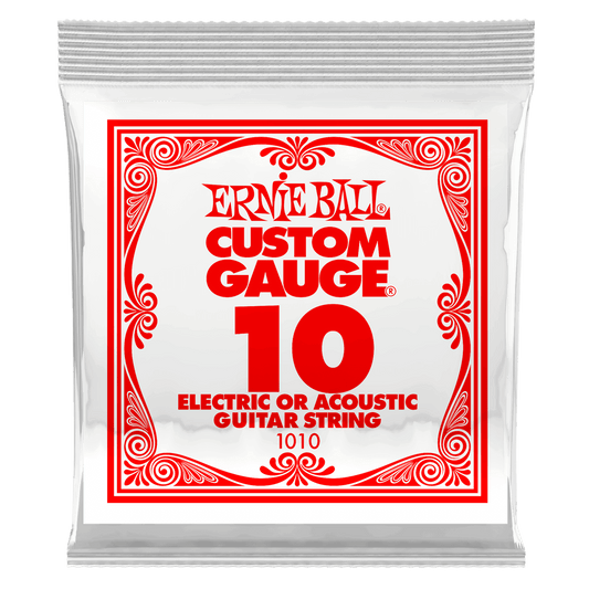 ERNIE BALL .010 Plain Steel Electric or Acoustic Guitar Strings 6 Pack P01010