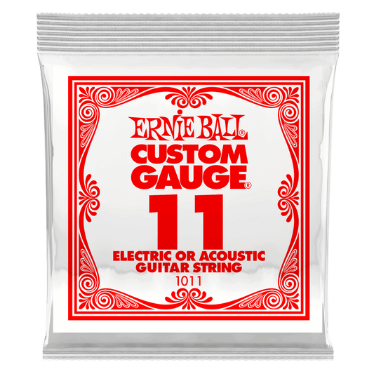 ERNIE BALL .011 Plain Steel Electric or Acoustic Guitar Strings 6 Pack P01011