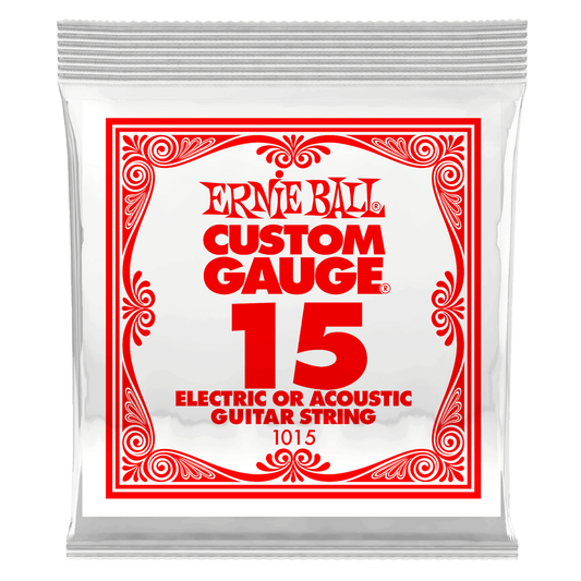 ERNIE BALL .015 Plain Steel Electric or Acoustic Guitar Strings 6 Pack P01015