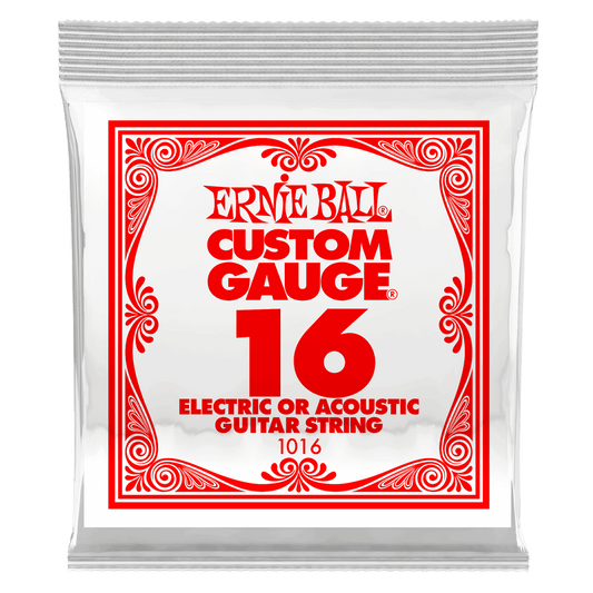ERNIE BALL .016 Plain Steel Electric or Acoustic Guitar Strings 6 Pack P01016