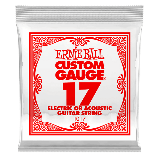 ERNIE BALL .017 Plain Steel Electric or Acoustic Guitar Strings 6 Pack P01017