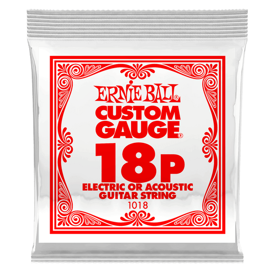 ERNIE BALL .018 Plain Steel Electric or Acoustic Guitar Strings 6 Pack P01018