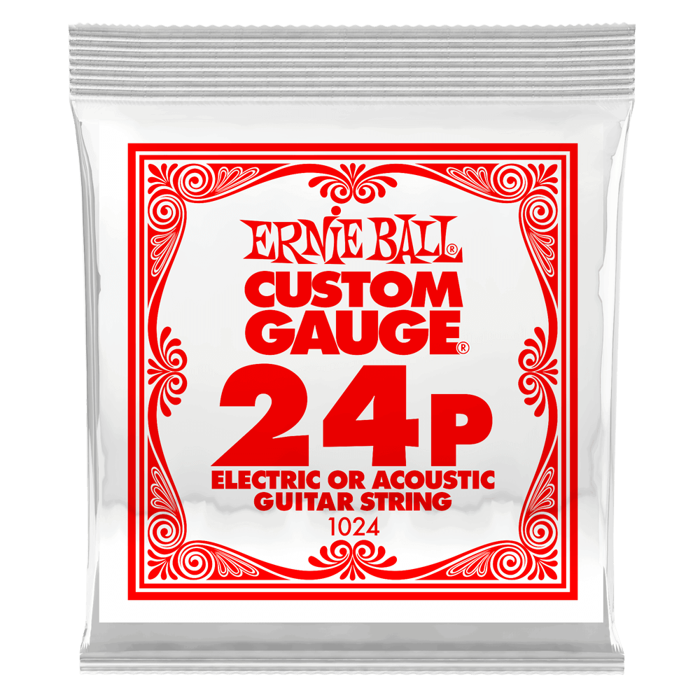 ERNIE BALL .024 Plain Steel Electric or Acoustic Guitar Strings 6 Pack P01024