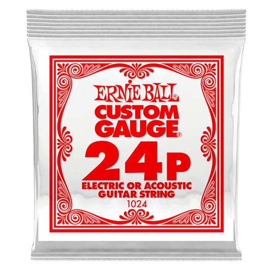 ERNIE BALL .024 Plain Steel Electric or Acoustic Guitar Strings 6 Pack P01024