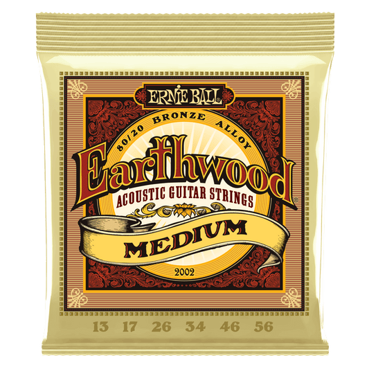 ERNIE BALL Medium Earthwood 80/20 Bronze Acoustic Guitar Strings 13-56 Gauge P02002