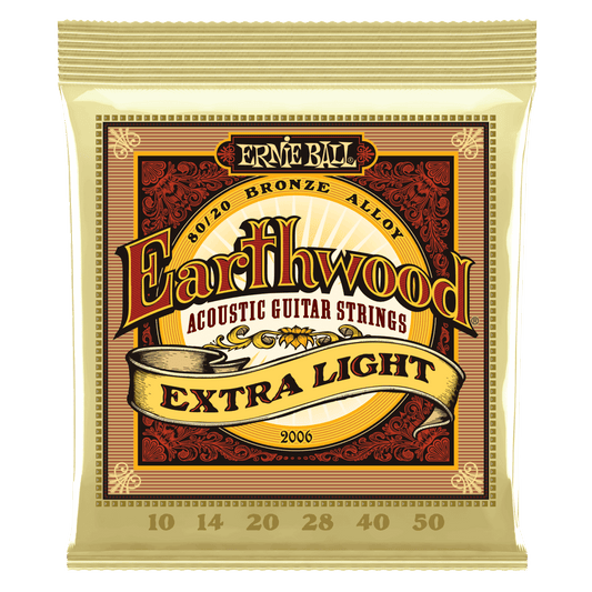 ERNIE BALL Extra Light Earthwood 80/20 Bronze Acoustic Guitar Strings 10-50 Gauge P02006