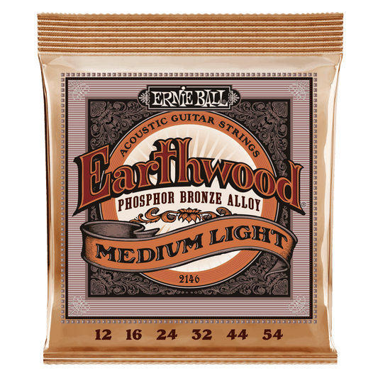 ERNIE BALL Medium Light Earthwood Phosphor Bronze Acoustic Guitar Strings 12-54 Gauge P02146