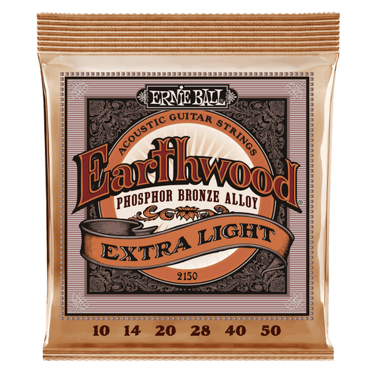 ERNIE BALL Extra Light Earthwood Phosphor Bronze Acoustic Guitar Strings 10-50 Gauge P02150