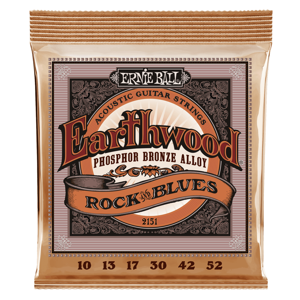 ERNIE BALL Rock and Blues w/Plain G Earthwood Phosphor Bronze Acoustic Guitar Strings P0215110-52 Gauge