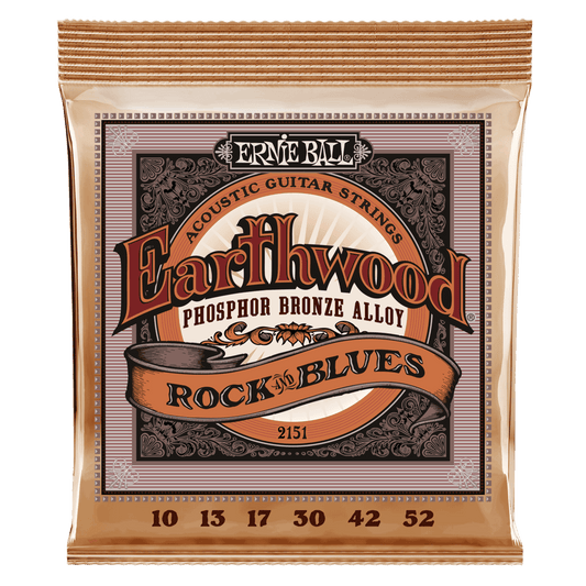 ERNIE BALL Rock and Blues w/Plain G Earthwood Phosphor Bronze Acoustic Guitar Strings P0215110-52 Gauge