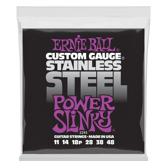 ERNIE BALL Power Slinky Stainless Steel Wound Electric Guitar Strings 11-48 Gauge P02245