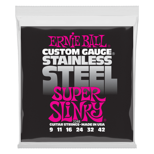 ERNIE BALL Super Slinky Stainless Steel Wound Electric Guitar Strings 9-42 Gauge P02248