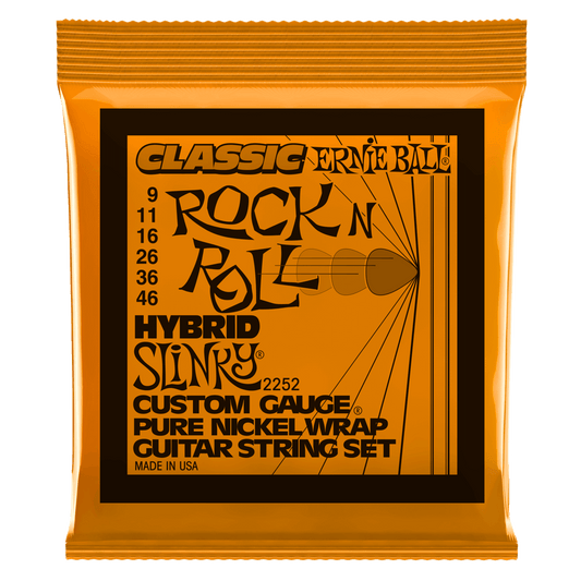 ERNIE BALL Hybrid Slinky Classic Rock n Roll Pure Nickel Wrap Electric Guitar Strings 9-46 Gauge P02252