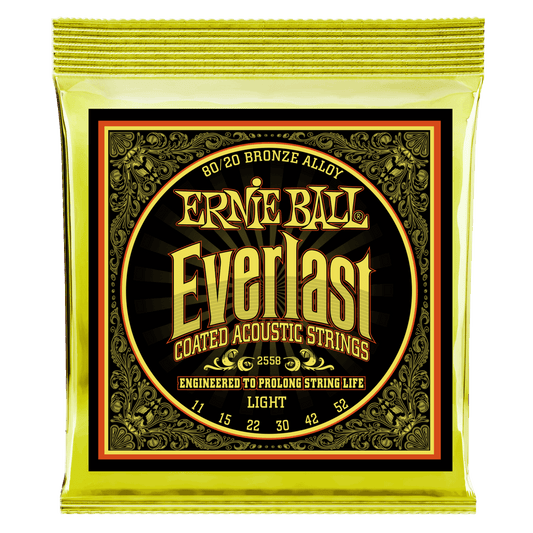 ERNIE BALL Light Everlast Coated 80/20 Bronze Acoustic Guitar Strings 11-52 Gauge P02558