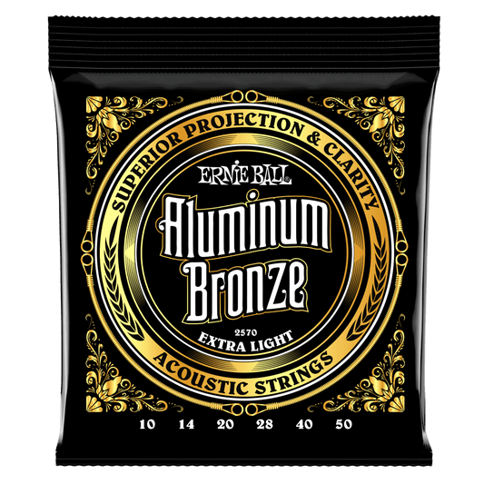 ERNIE BALL Extra Light Aluminum Bronze Acoustic Guitar Strings 10-50 Gauge P02570