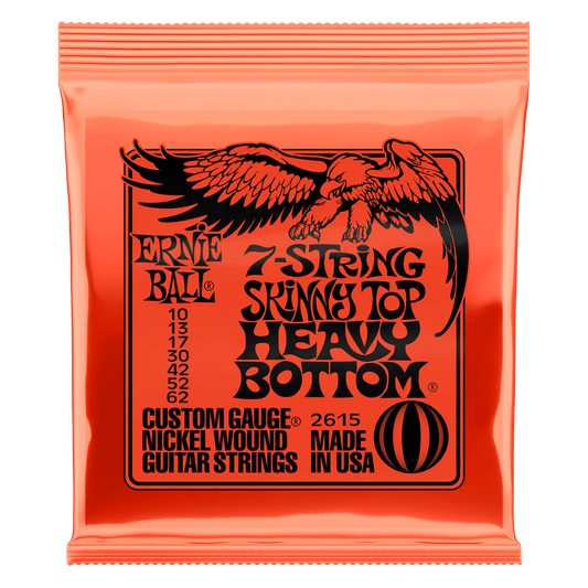 ERNIE BALL Skinny Top Heavy Bottom Slinky Nickel Wound 7-String Electric Guitar Strings 10-62 Gauge P02615