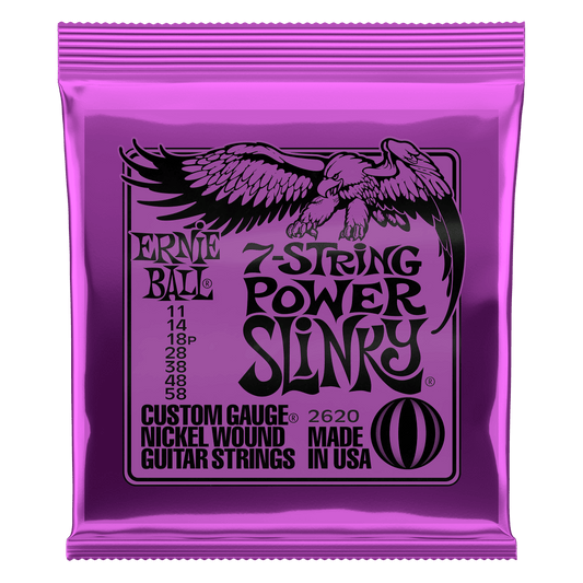 ERNIE BALL Power Slinky Nickel Wound 7-String Electric Guitar Strings 11-58 Gauge P02620