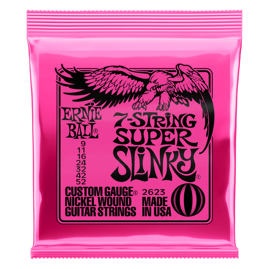 ERNIE BALL Super Slinky Nickel Wound 7-String Electric Guitar Strings 9-52 Gauge P02623