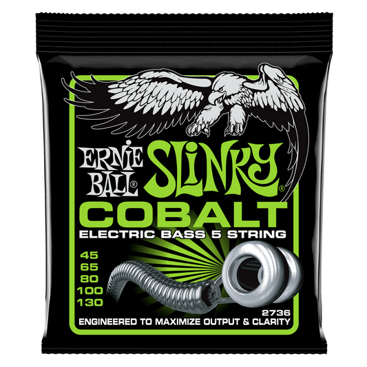 Ernie Ball Regular Slinky Cobalt 5-String Electric Bass Strings 45-130 Gauge P02736