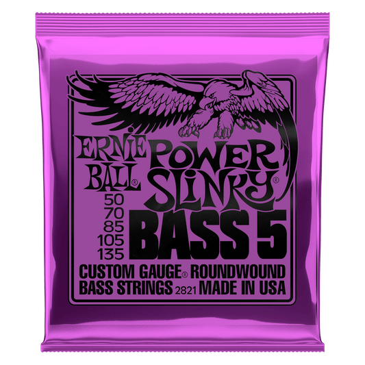 Ernie Ball Power Slinky Nickel Wound 5-String Electric Bass Strings 50-135 Gauge P02821