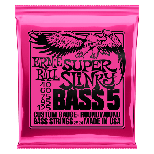 Ernie Ball Super Slinky Nickel Wound 5-String Electric Bass Strings 40-125 Gauge P02824