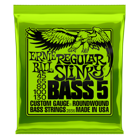 Ernie Ball Regular Slinky Nickel Wound 5-String Electric Bass Strings 45-130 Gauge P02836