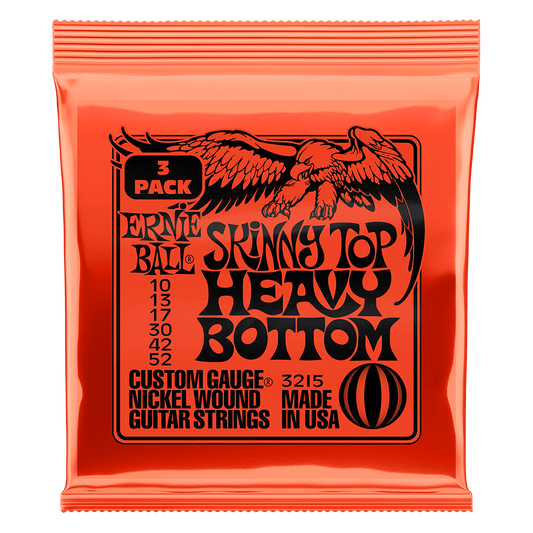 ERNIE BALL Skinny Top Heavy Bottom Slinky Nickel Wound Electric Guitar Strings 10-52 Gauge - 3 Pack P03215
