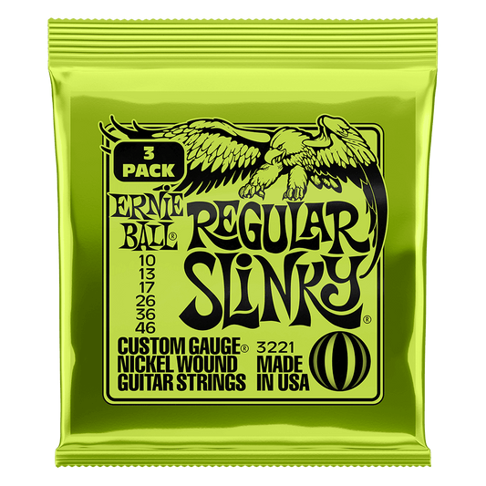 ERNIE BALL Regular Slinky Nickel Wound Electric Guitar Strings 10-46 Gauge - 3 Pack P03221